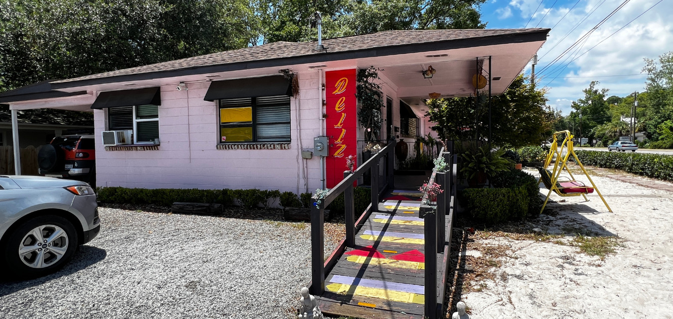 Exterior of Dellz, a black-owned restaurant in Charleston