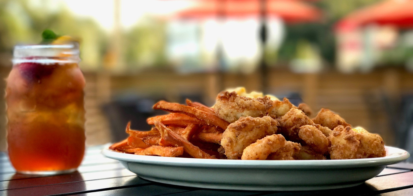 Sweet potato fries and fried shrimp served at Gillie's, a black-owned restaurant in Charleston