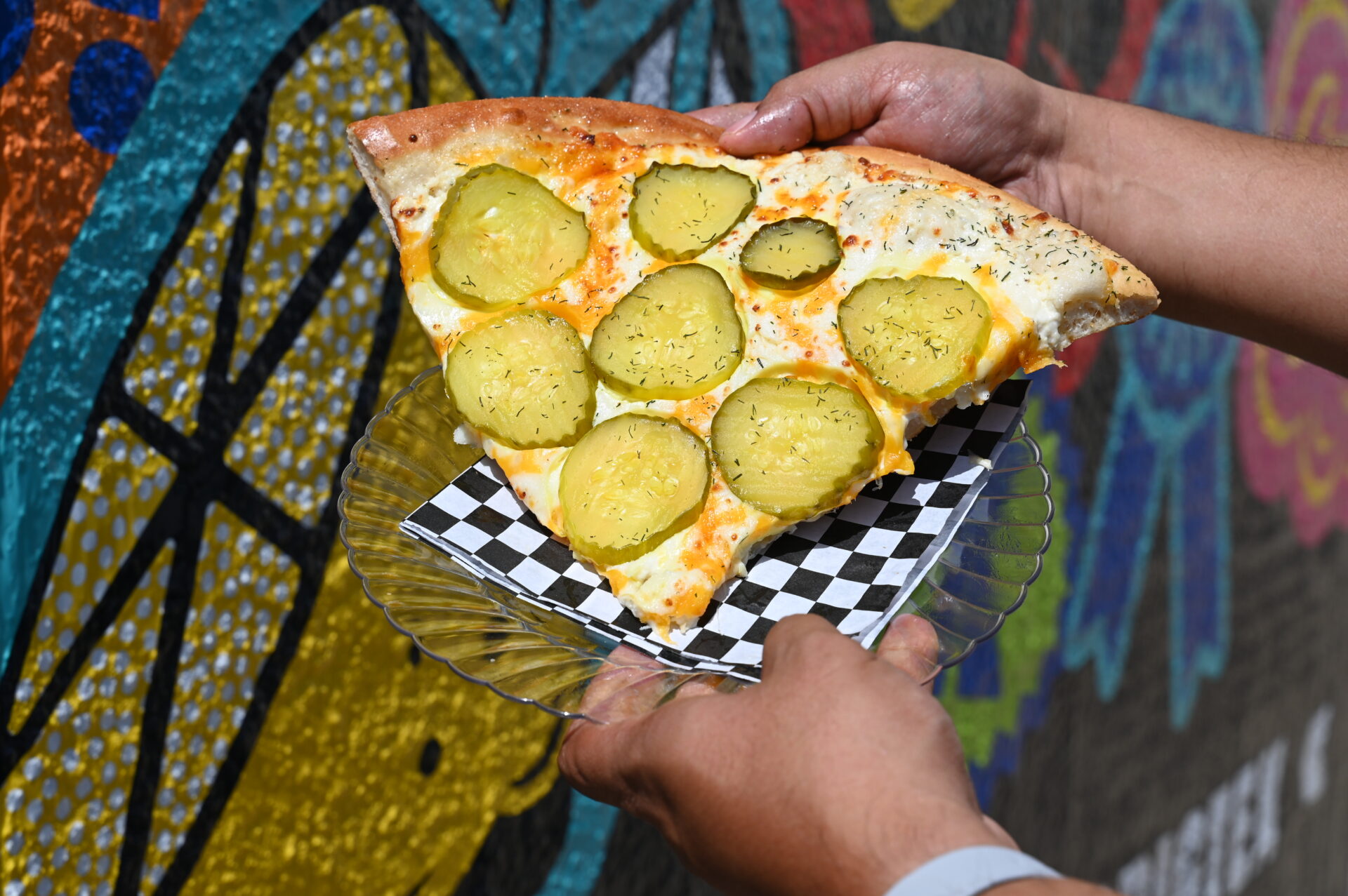 Slice of pickle pizza at the Texas State Fair