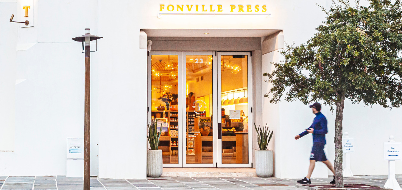 Exterior of Fonville Press in Alys Beach, one of the new restaurants in the South