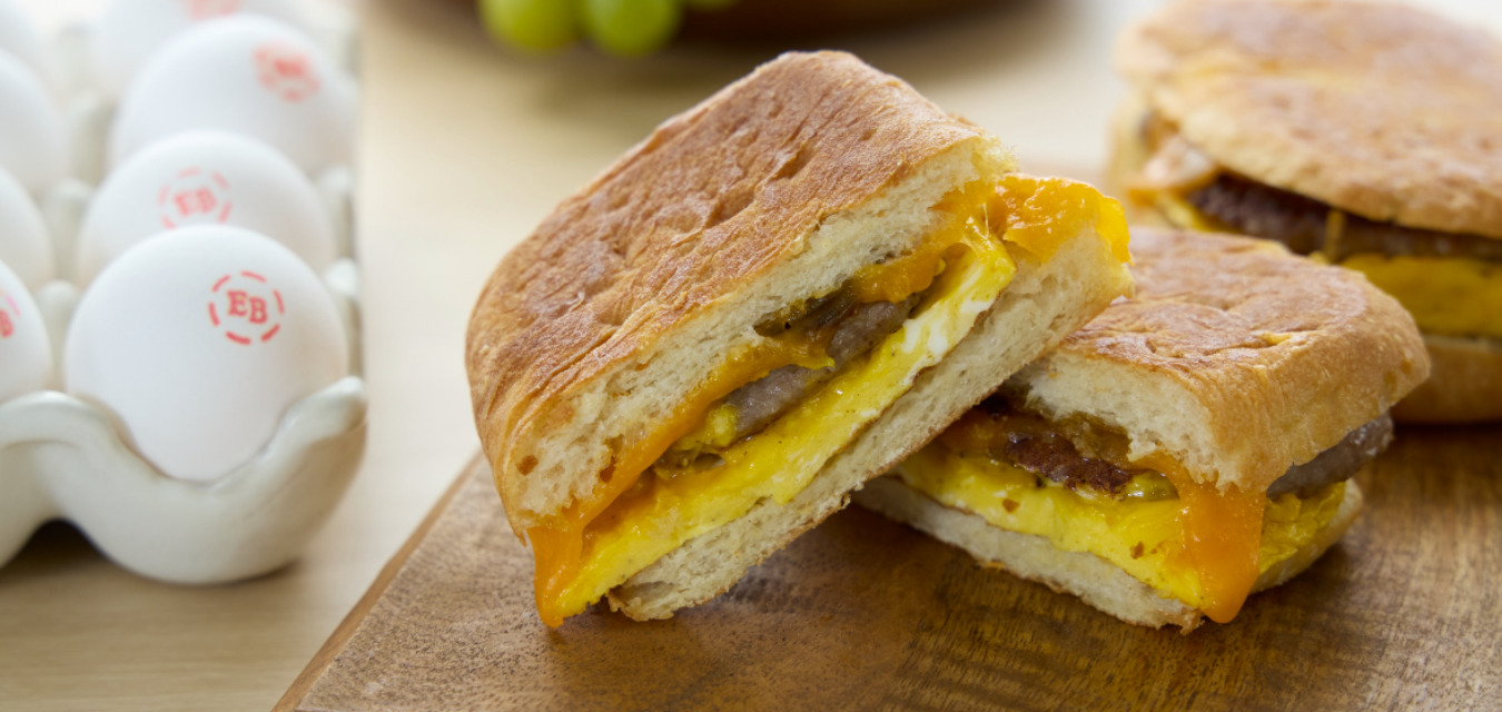 Sausage egg and cheese breakfast sandwich from the Humane Table