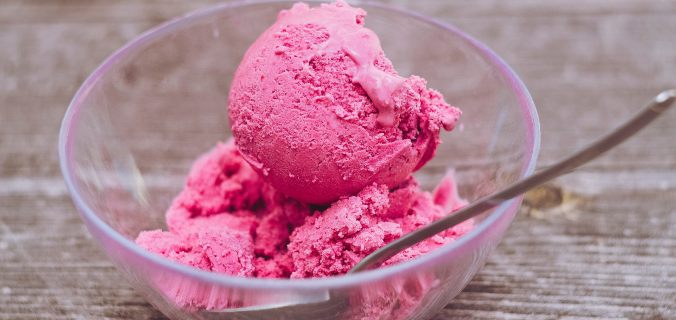 bright pink beet ice cream in bowl
