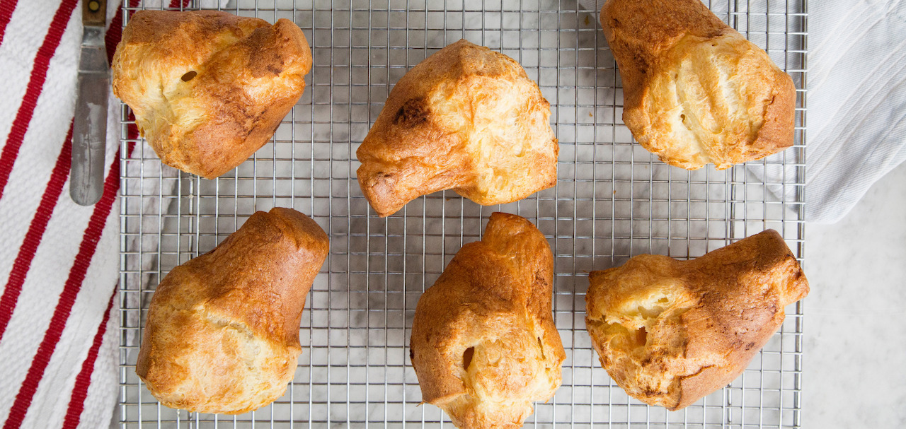Popovers cooling on a wire rack