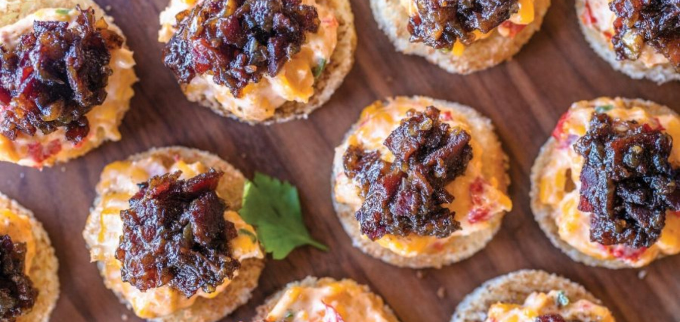 Pimento Cheese Toasts with Bacon Jam