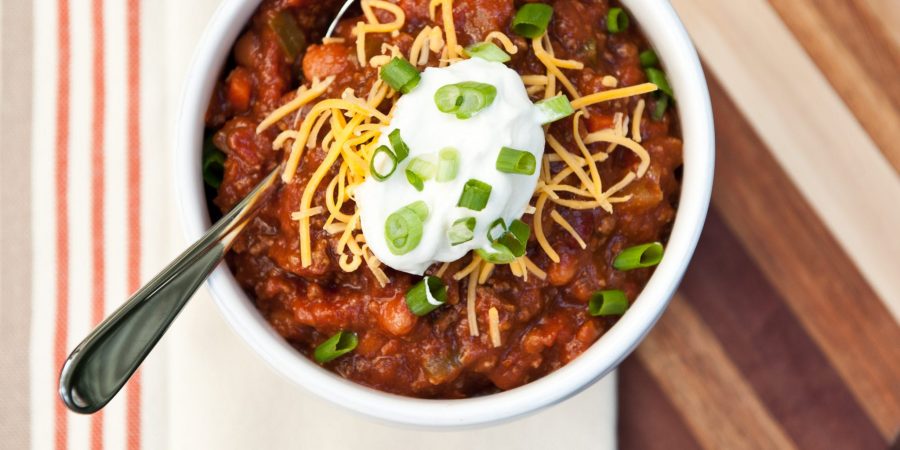 Bowl of Bison Chili, a Southern chili recipe from Texas.