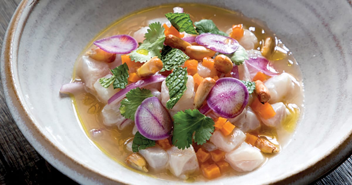 Ceviches with pickled radishes