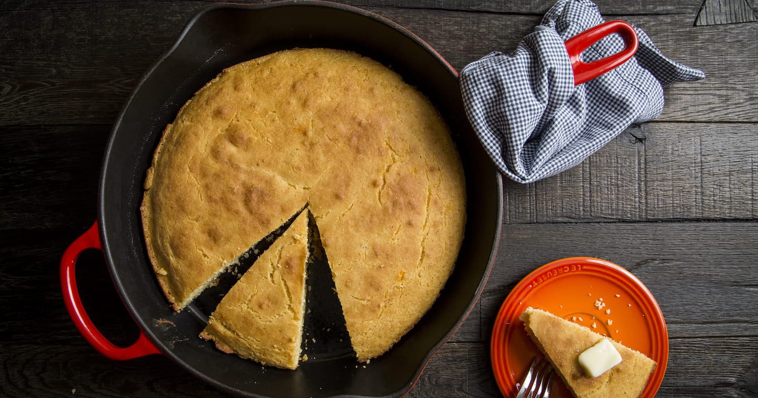A skillet of cornbread from one of our best cornbread recipes recipes