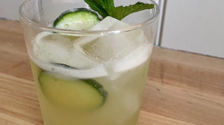 The Spring Cocktail: Cucumber-Mint Margarita with ice. 