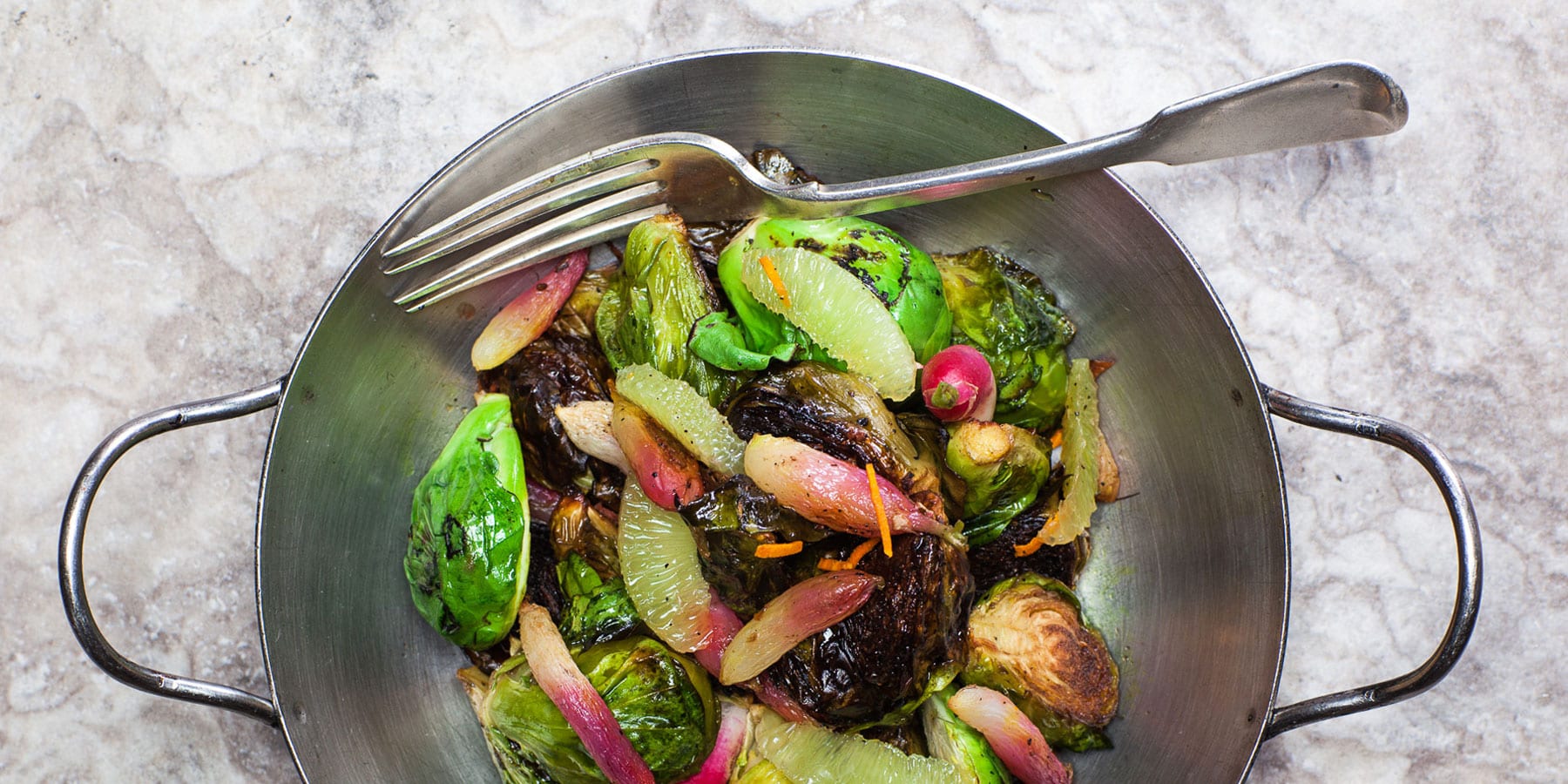 French Breakfast Radishes and Brussels Sprouts