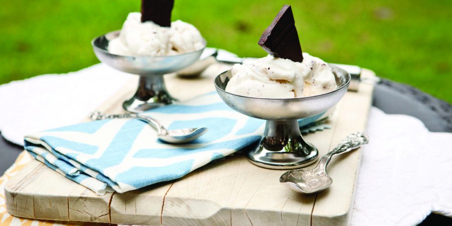 Homemade straciatella gelato is a refreshing and elegant Labor Day dessert.