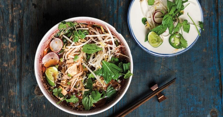 A bowl of spicy pho with all the fixings is one of TLP's top fall soup recipes.
