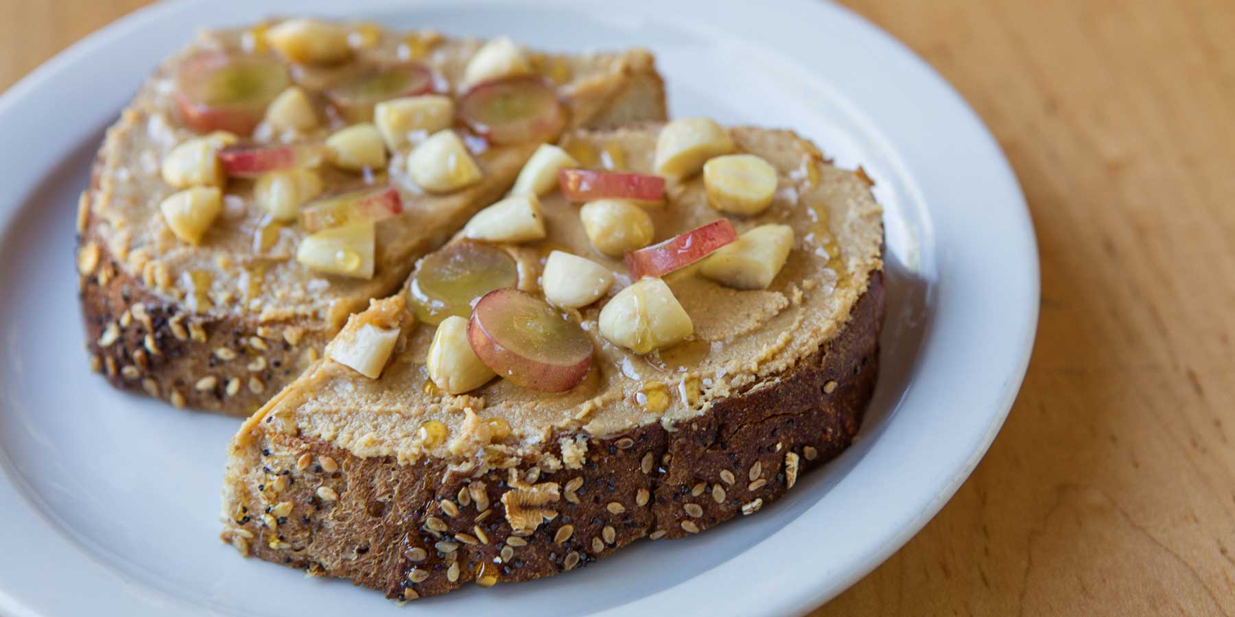 Almond Butter Toasts with Grapes