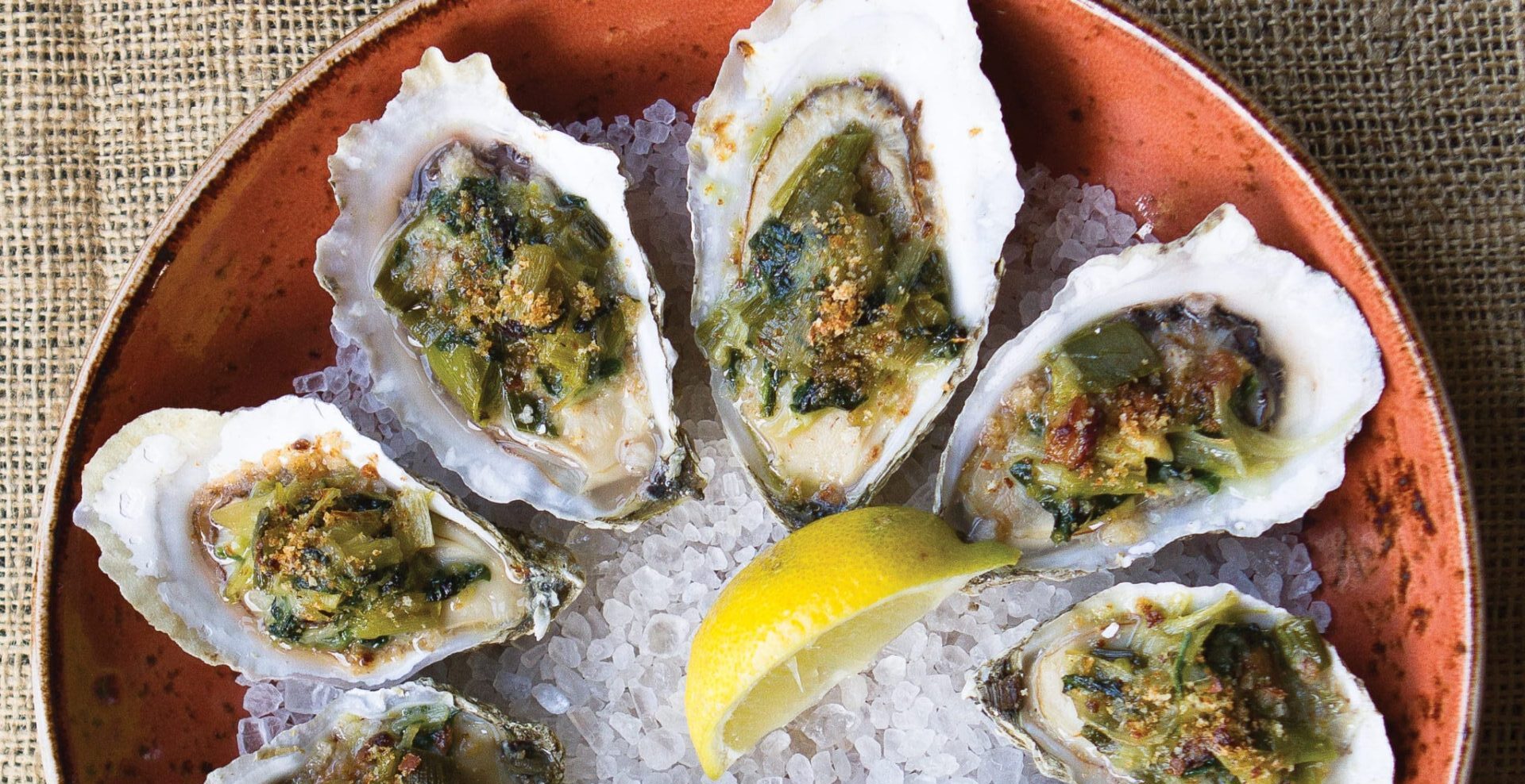 Baked Rappahannock River Oysters on a plate