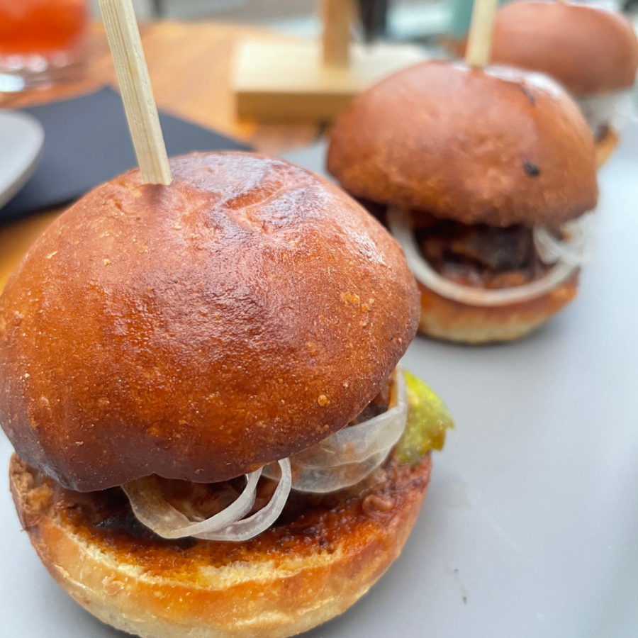 Brisket sliders from Aurora Rooftop, one of the many Charlotte restaurants
