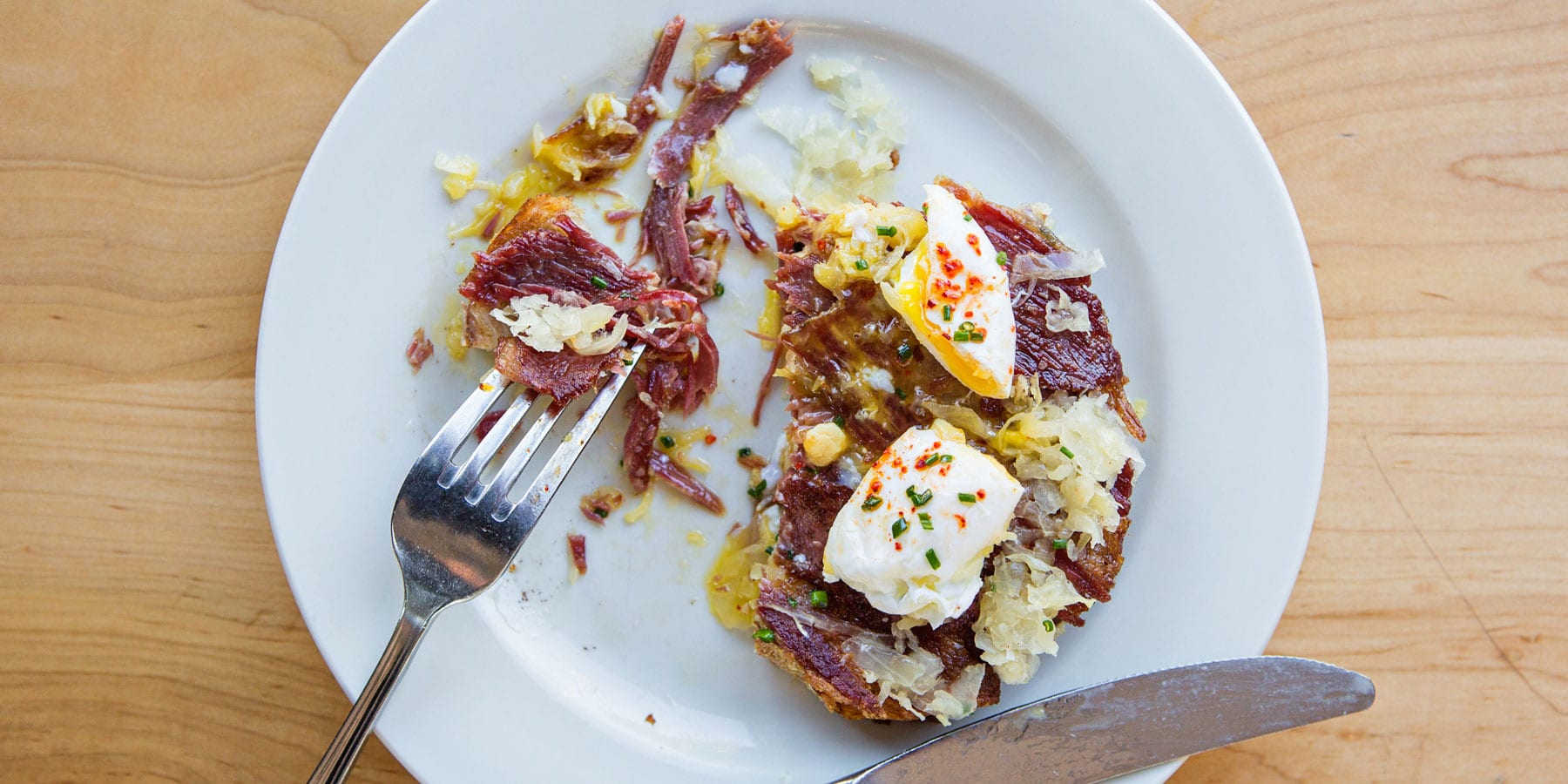 Corned Beef Toast with Poached Egg
