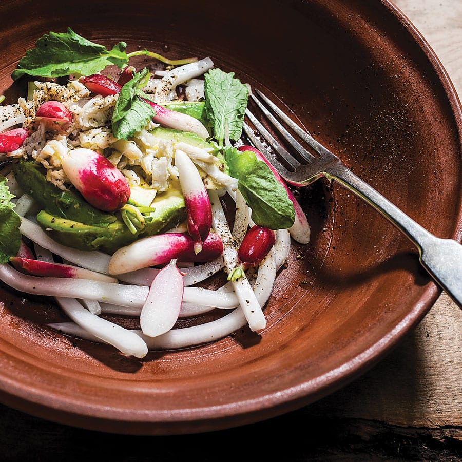 Crab-Salad-with-Easter-Egg-Radishes-and-Pickled-Daikon-in-a-Citronette-Recipe.jpg