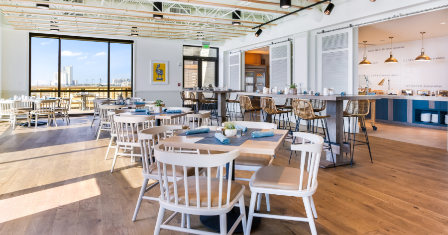 Foodcraft Restaurant at the Lodge at Gulf State Park, where high and low chairs are arranged inside