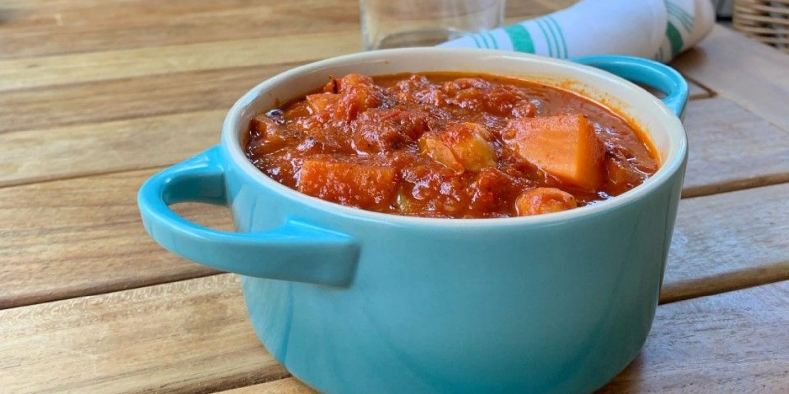 Chickpea stew with harissa and sweet potatoes