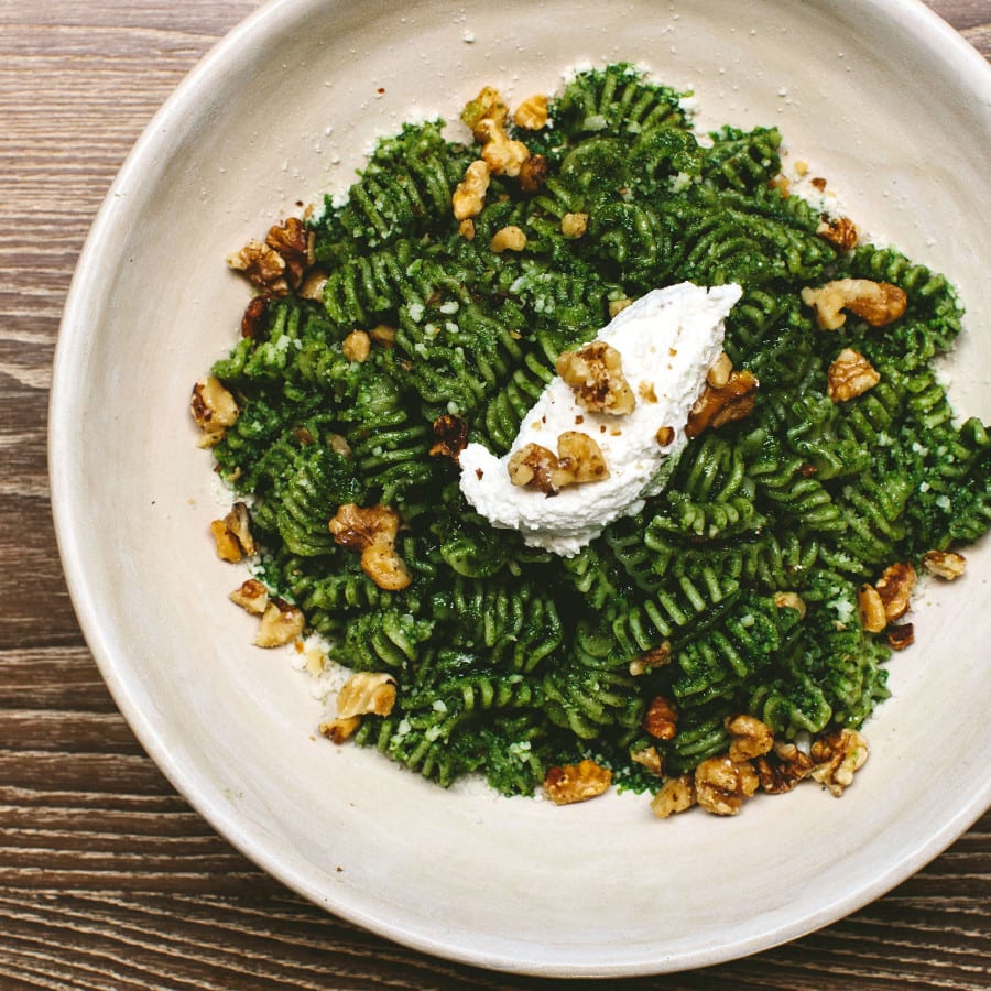 Winter Kale Pesto with Fresh Ricotta and Walnuts A Healthy Diet Pasta