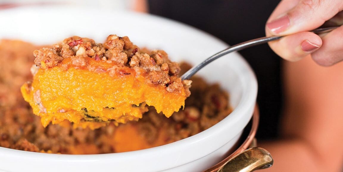 Roasted Butternut Squash with Pecan Sorghum Streusel