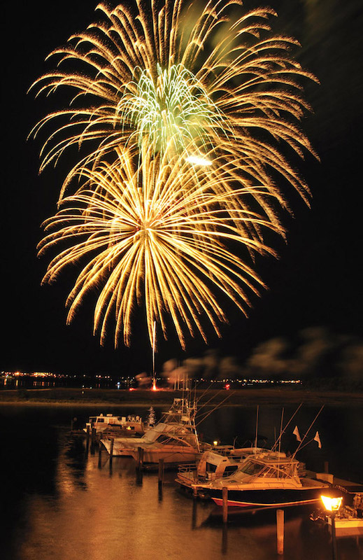 Fireworks over the marina at North Carolina Seafood Festival