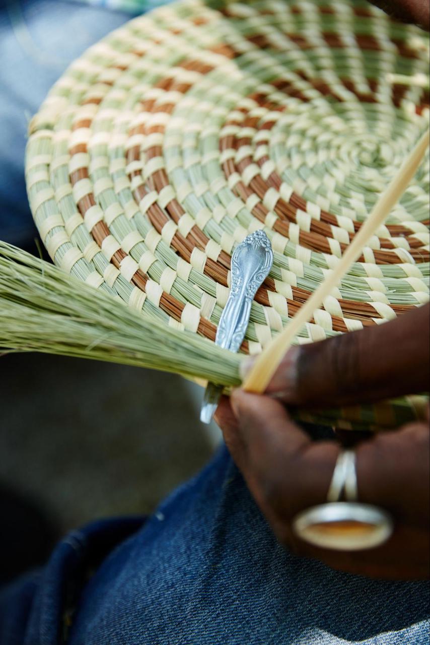 Gullah tradition of weaving palmetto fronds into baskets remains alive in Bluffton, South Carolina