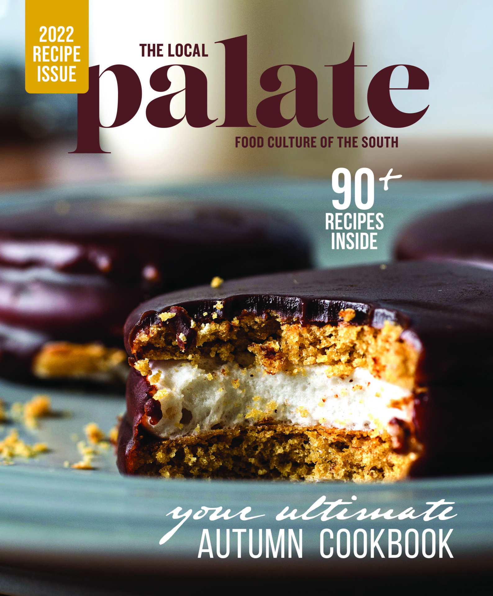 The Local Palate Fall/Winter 2022 Cover with a Moonpie and 90 recipes for your ultimate autumn cookbook