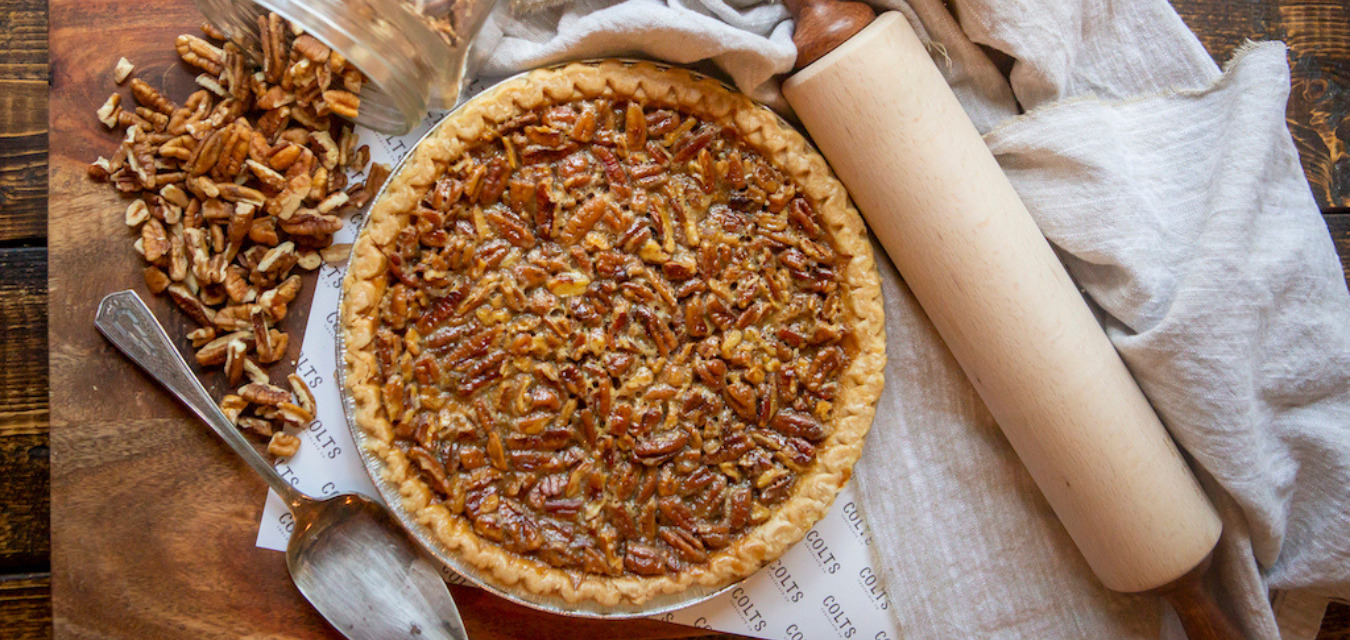 White chocolate pecan pie from Colts Chocolates.