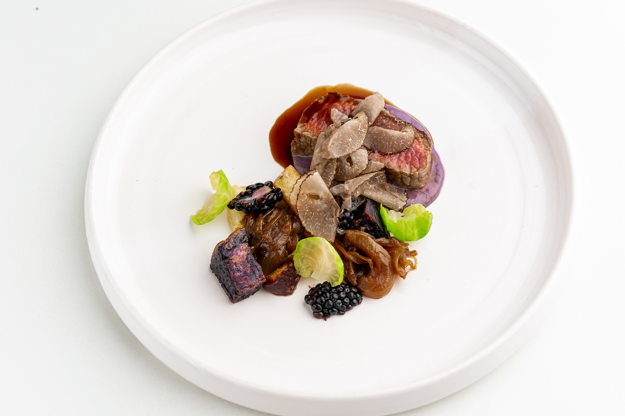 The Monet from Counter- Charlotte, with beef, leeks, brussels, and black truffles