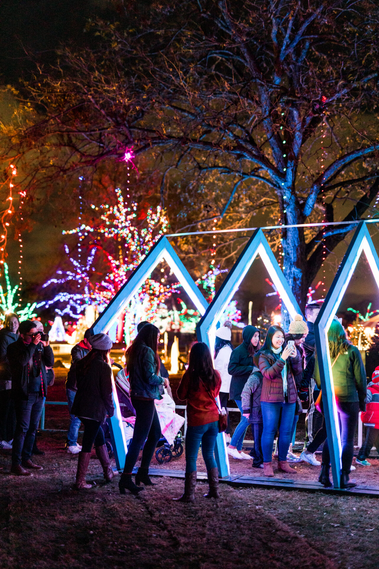 People visiting Trail of Lights, one of the Austin Christmas events