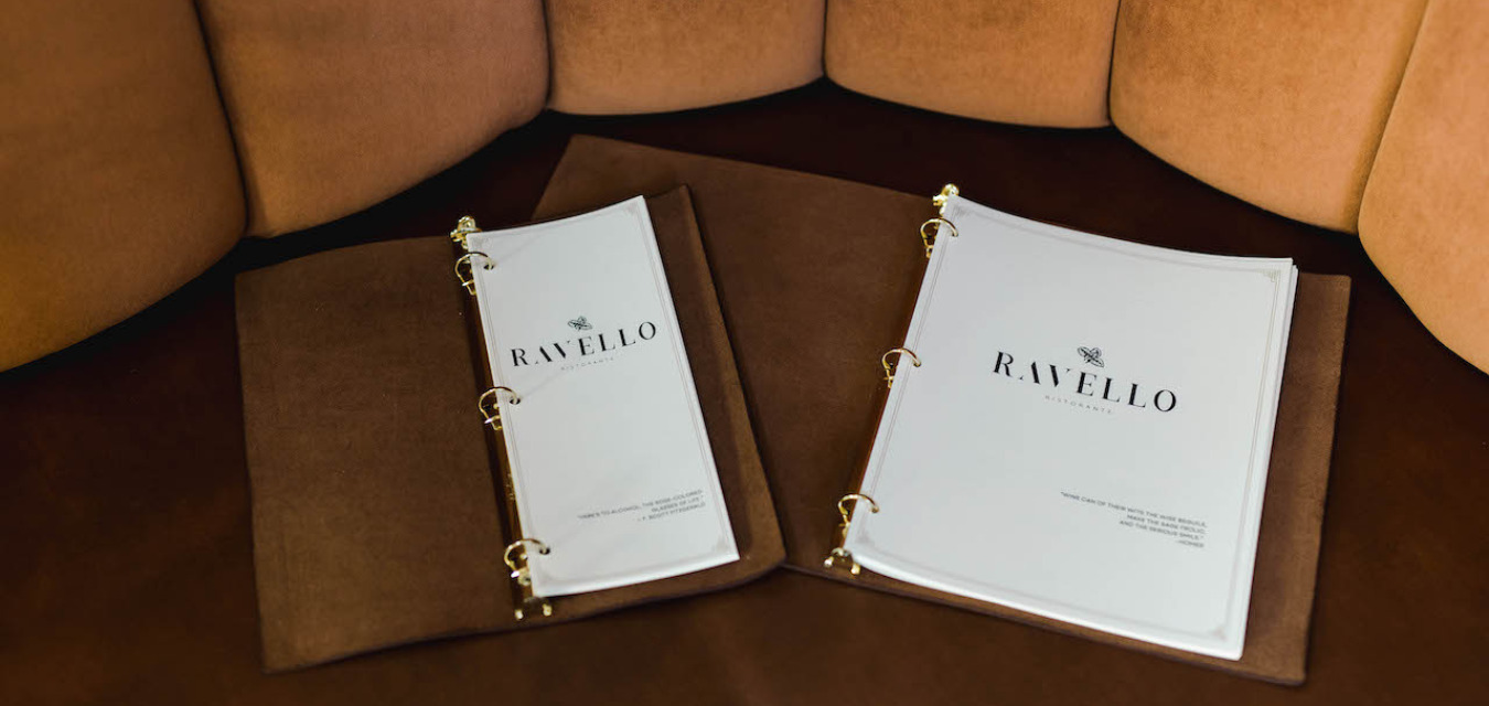 The menu at Ravello Ristorante