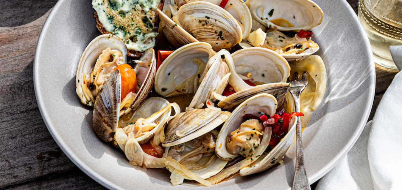 Pasta with clams for Valentine's Day Dinner