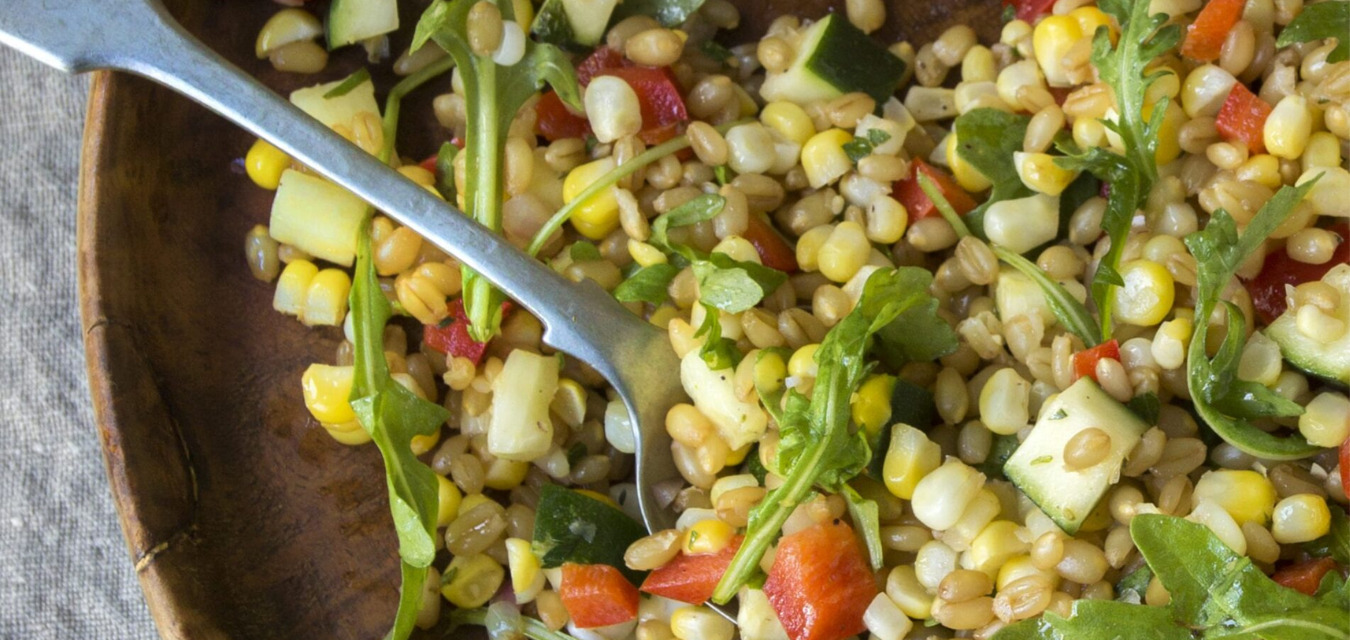 Summer Vegetable Farro Salad with Herb Vinaigrette 