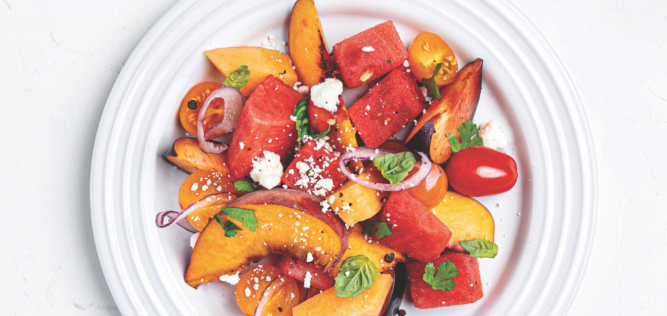 Plate of summer fruit for the cover of the Summer issue of the Local Palate