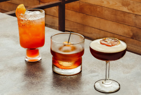 A line of cocktails from Progress Coffee, an Austin restaurant