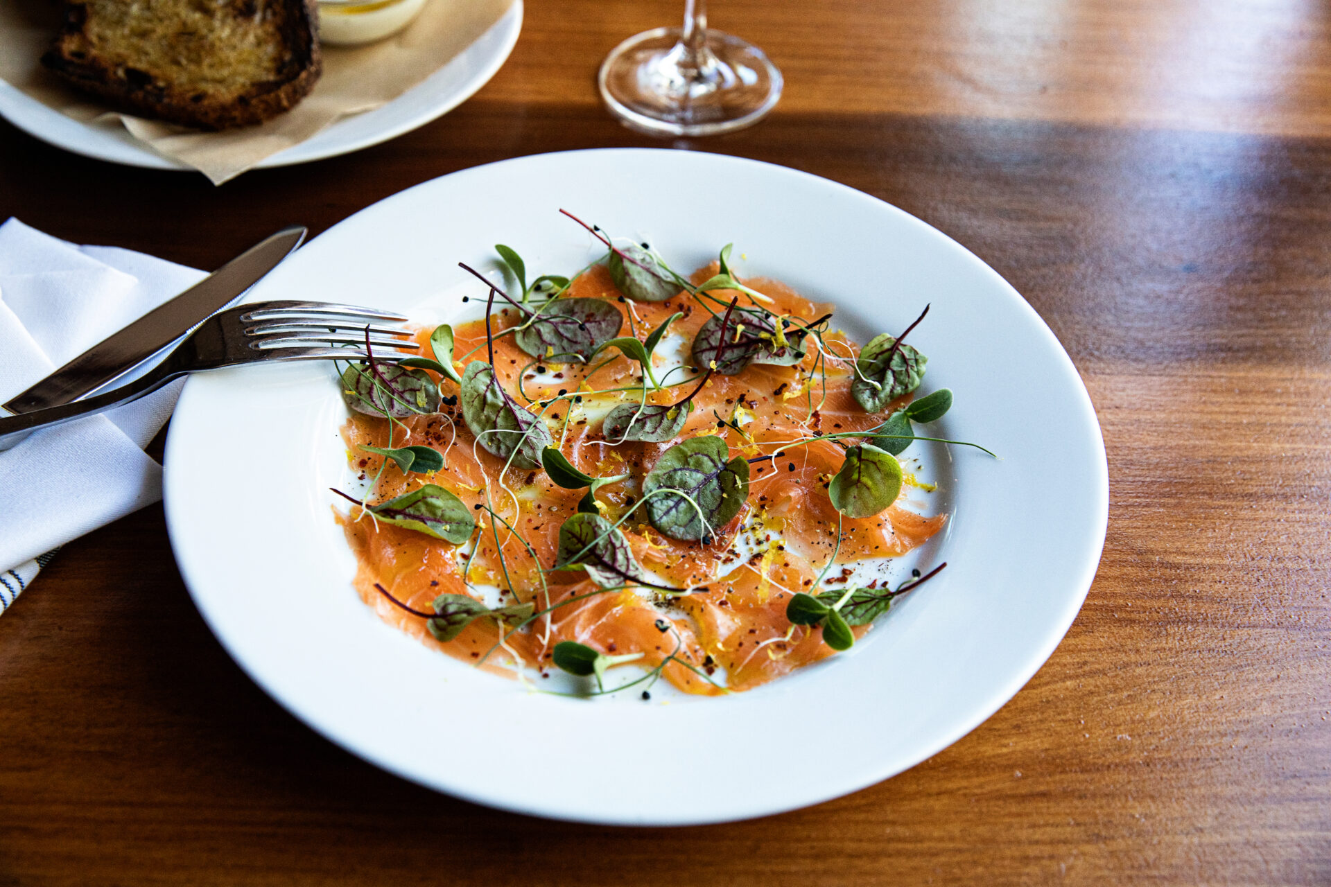 Verns, one of the new South Carolina restaurants. Dish pictured: Cured Salmon Photo Credit Andrew Cebulka 