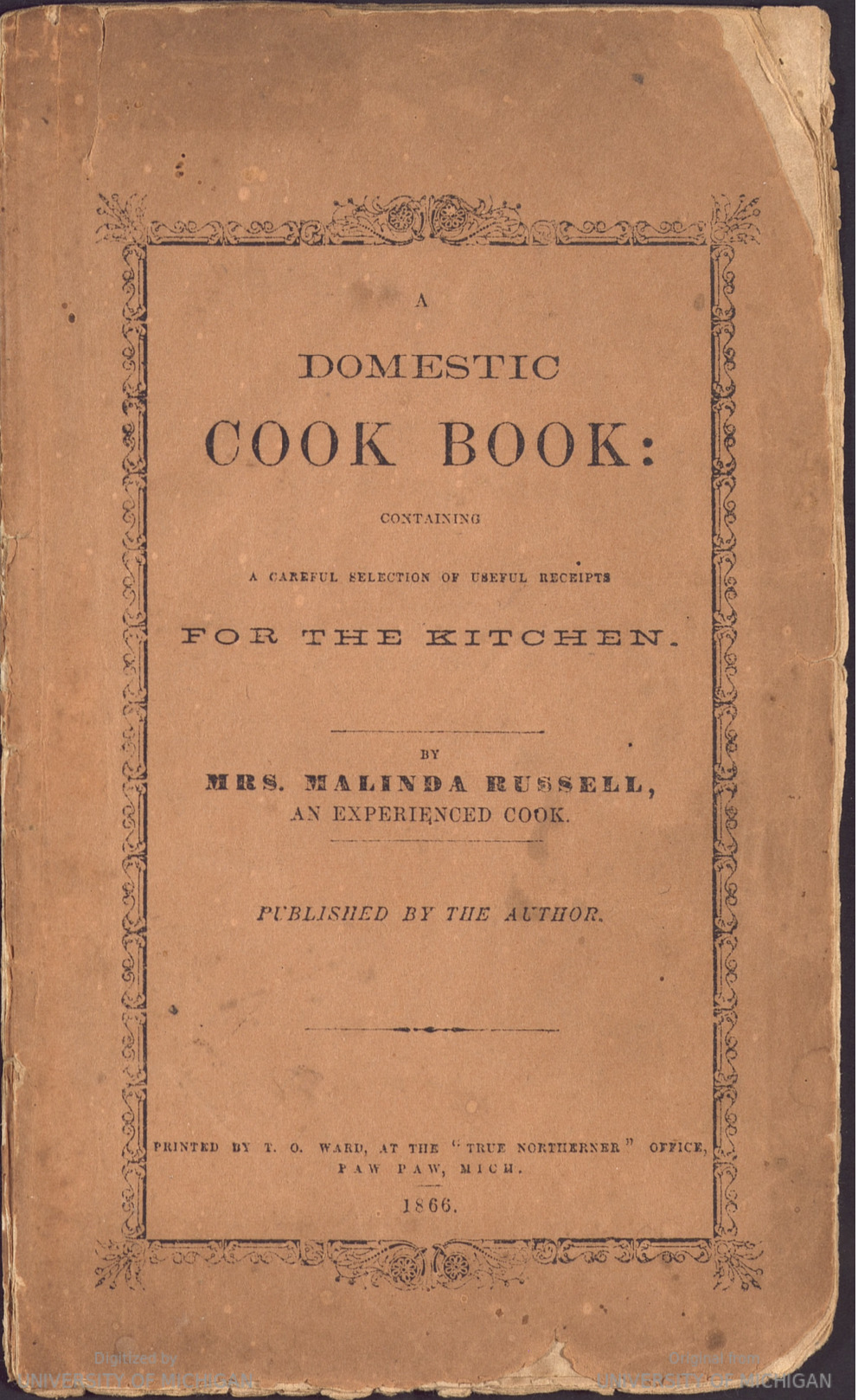 Malinda Russell's cookbook, a tattered but in tact relic