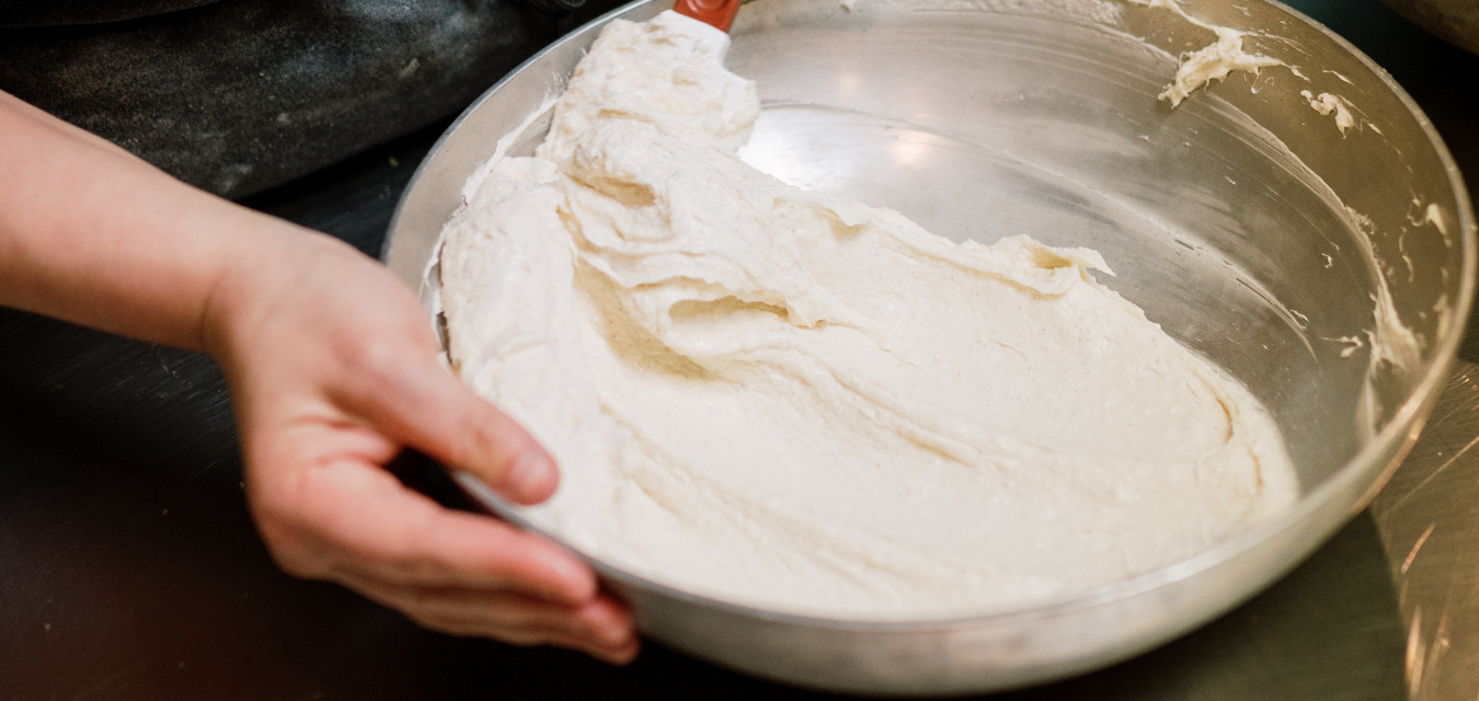 Crumble Pie Crust dough being stirred in a bowl