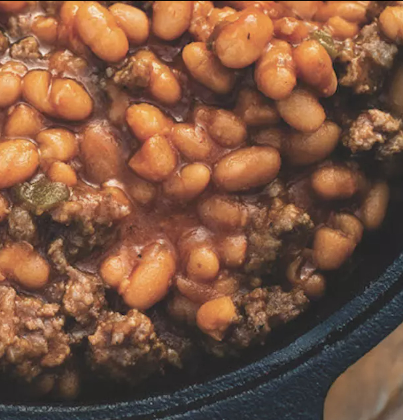 A big skillet of baked beans for the Fourth of July