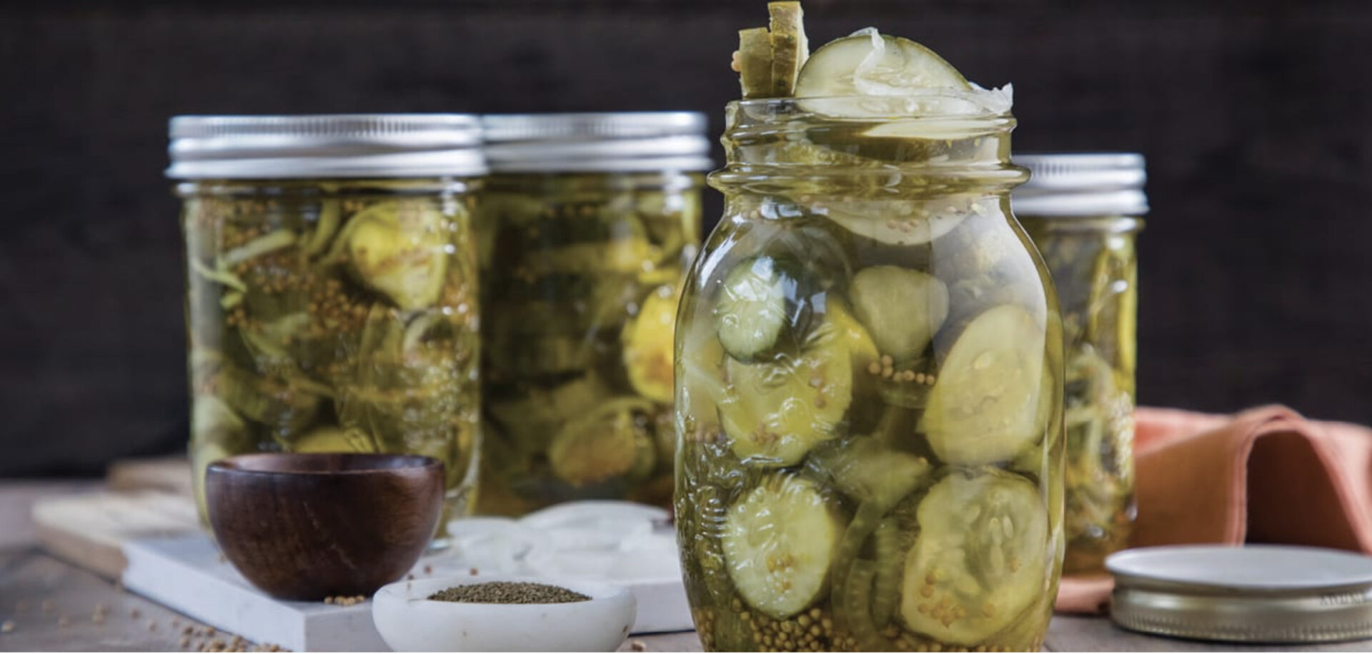Bread and Butter pickles in mason jars