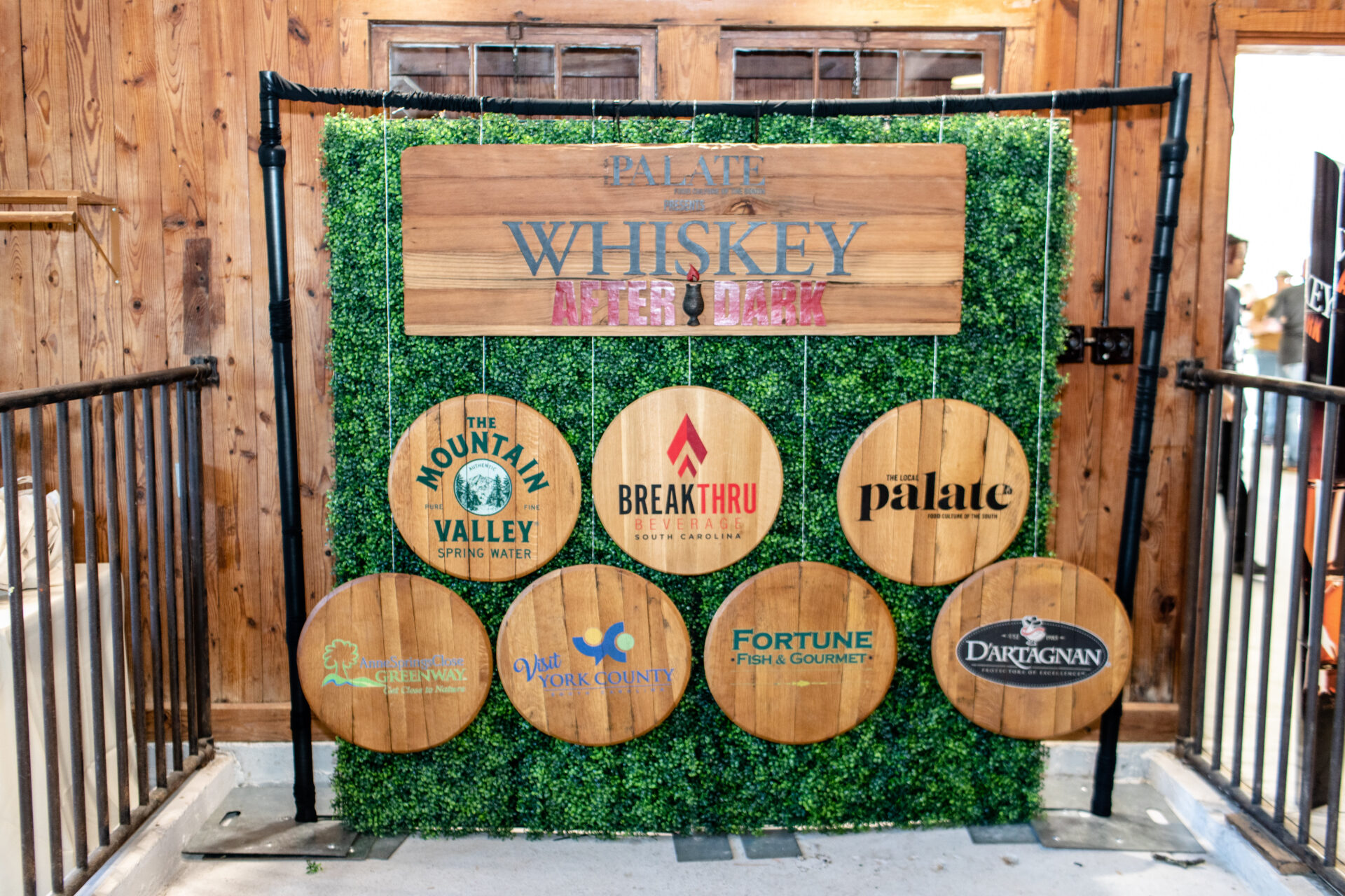 Whiskey After Dark Vendor board made with bourbon barrels
