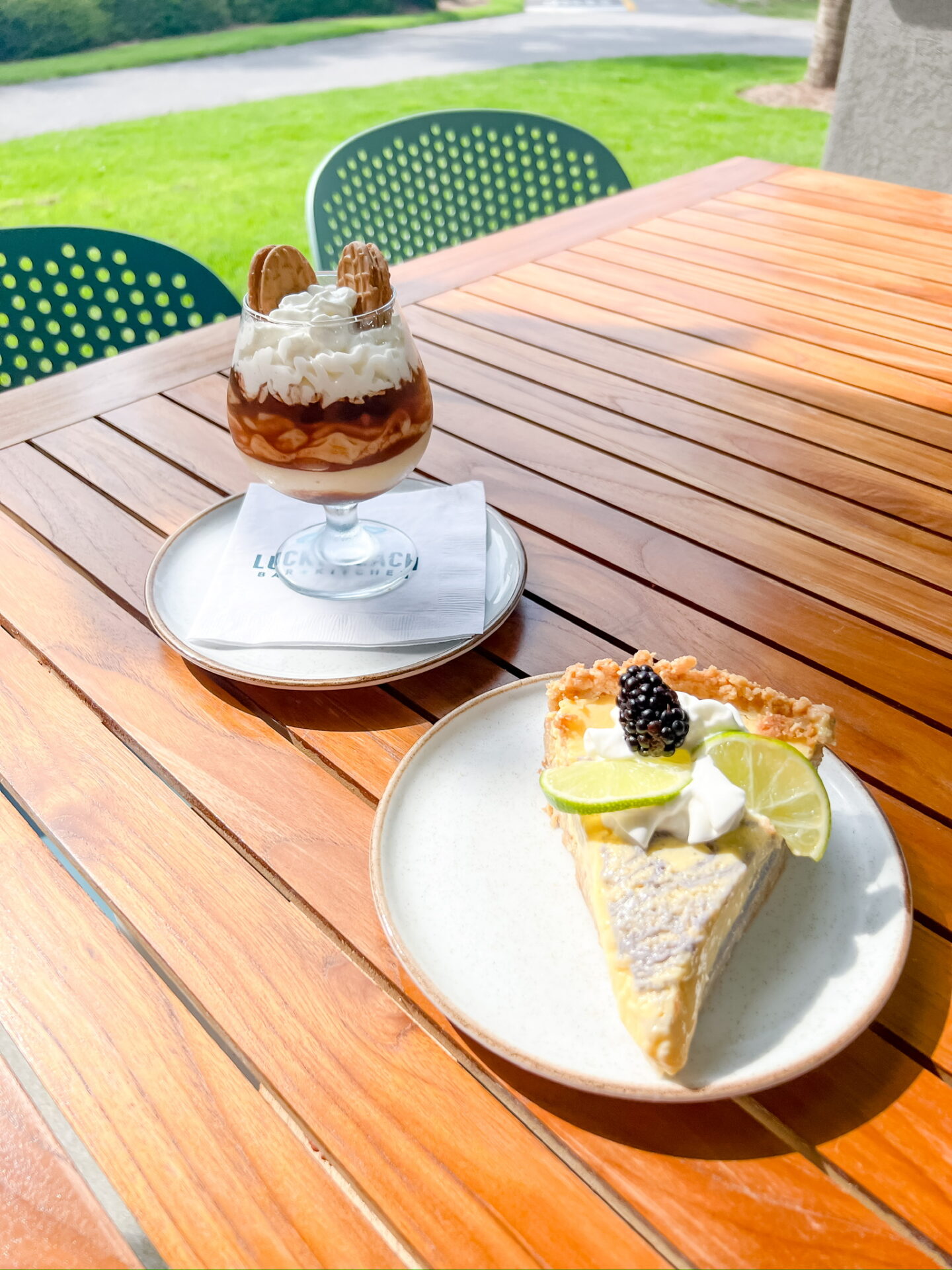pie and a truffle on an outdoor table