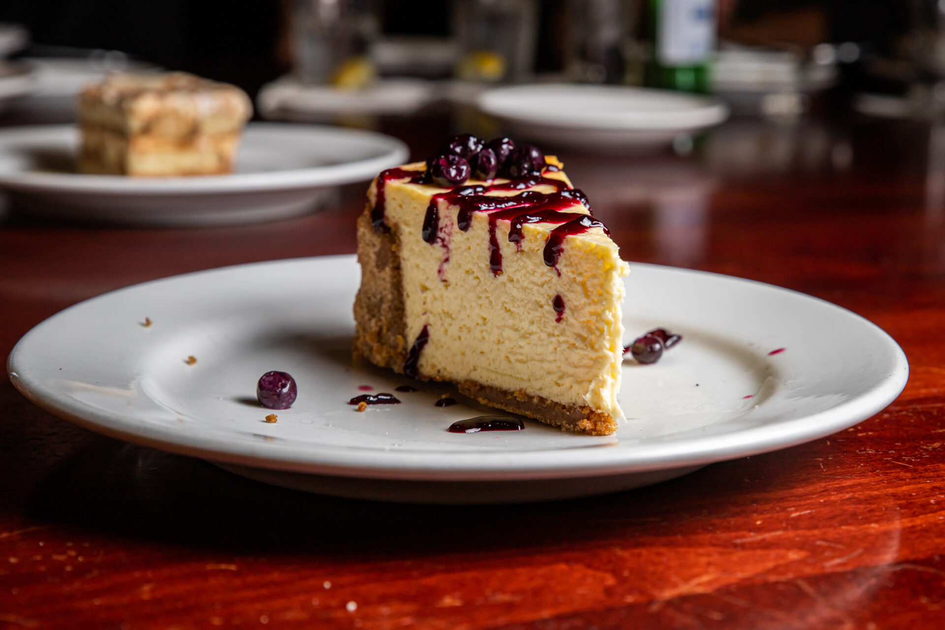 Cheesecake on a plate at a participating restaurant in Hattiesburg Restaurant Week