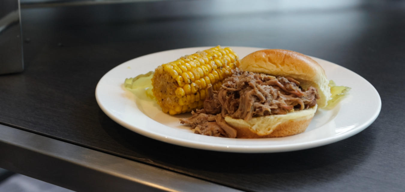 Pulled pork sliders and smoked corn by chef Michael Carr of Barbeque Shine in Ridgeland, Mississippi.