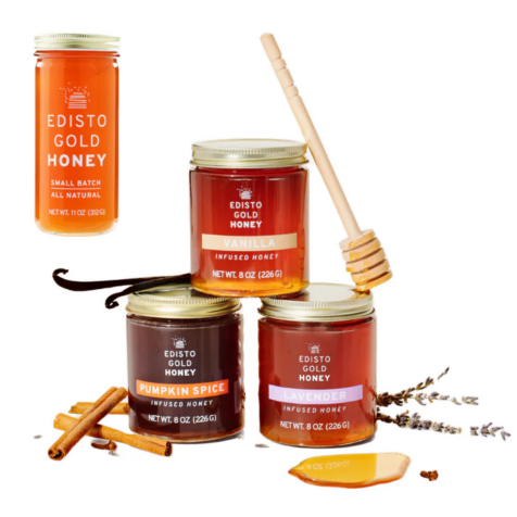 four jars of edisto honey, a food gift for the holidays