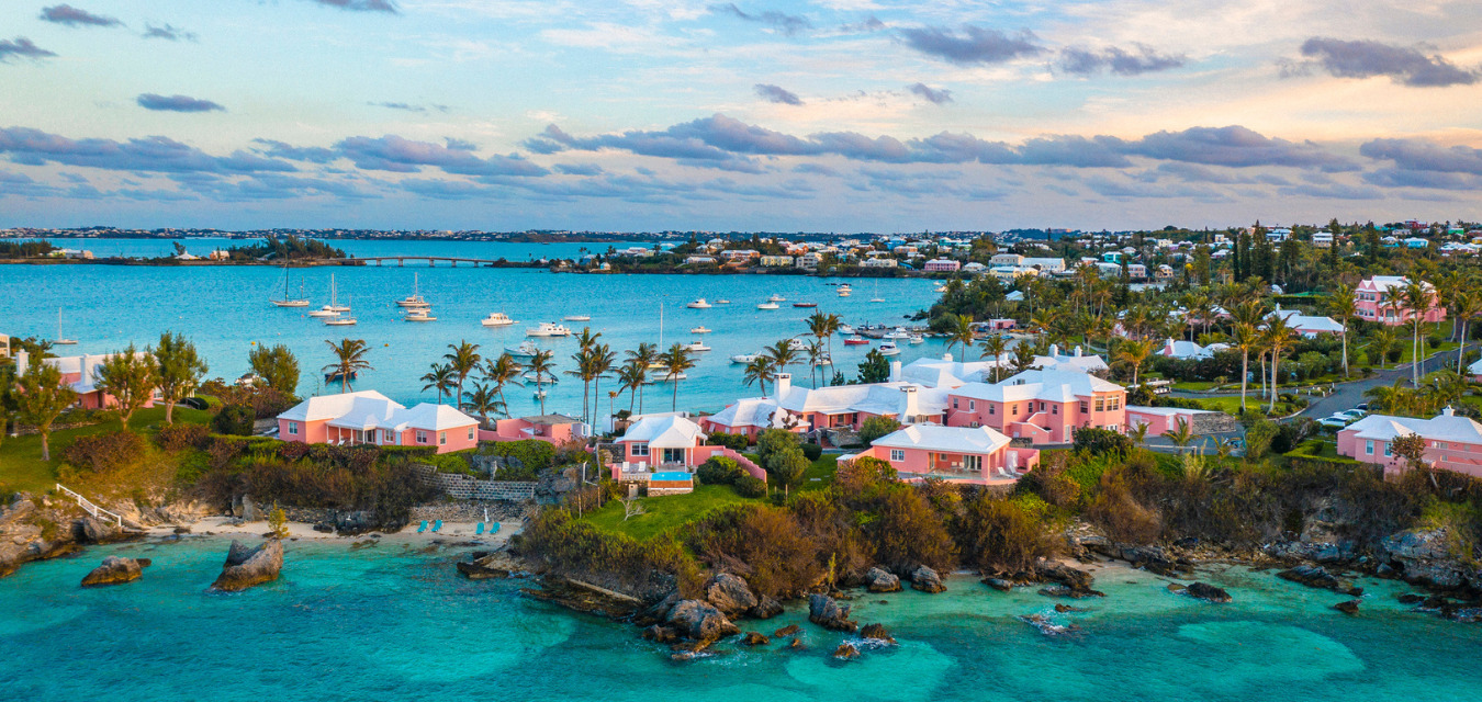 crisp blue waters with a Bermuda cityscape