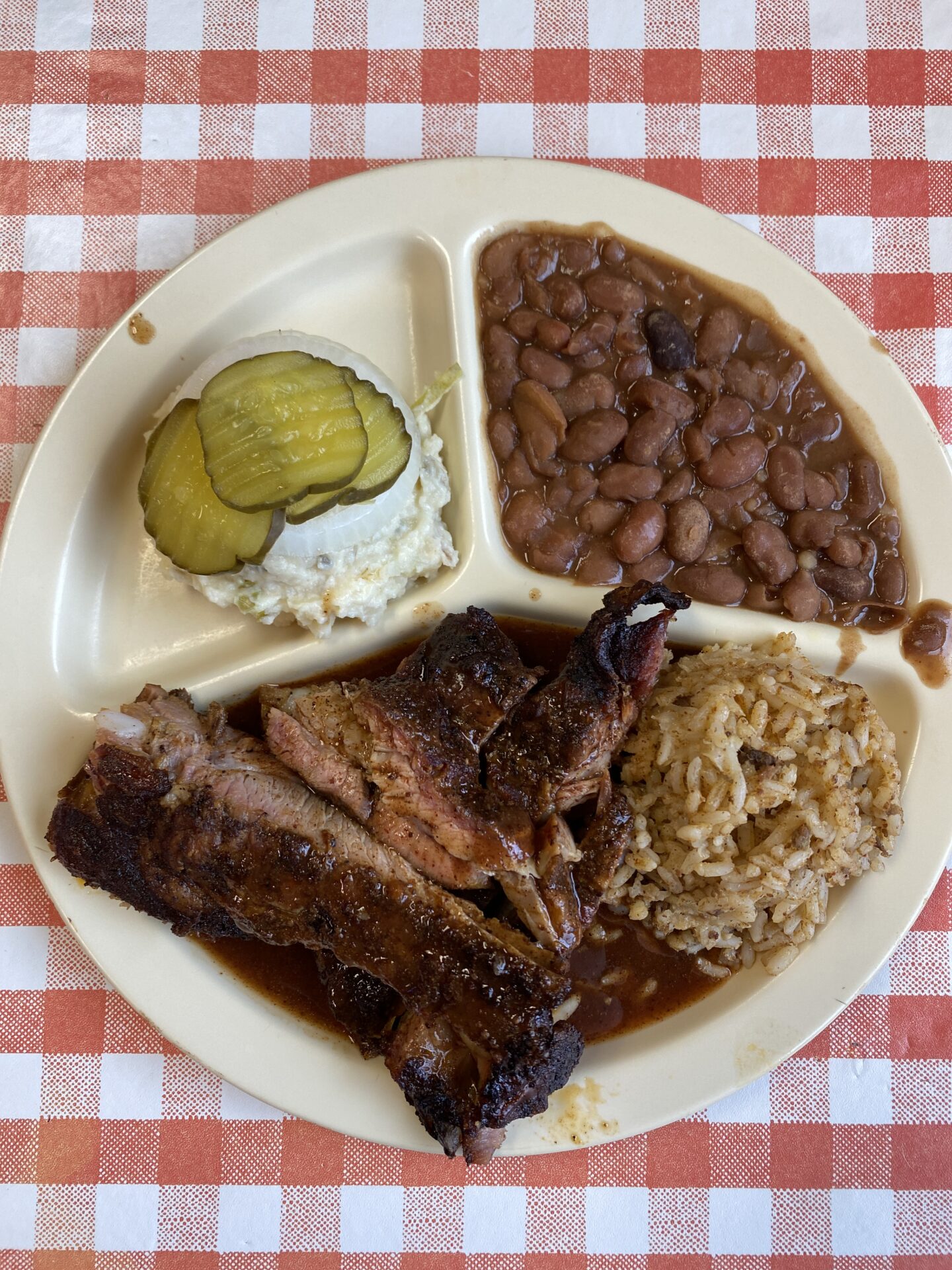 A plate of barbecue from a road trip in No Man's Land