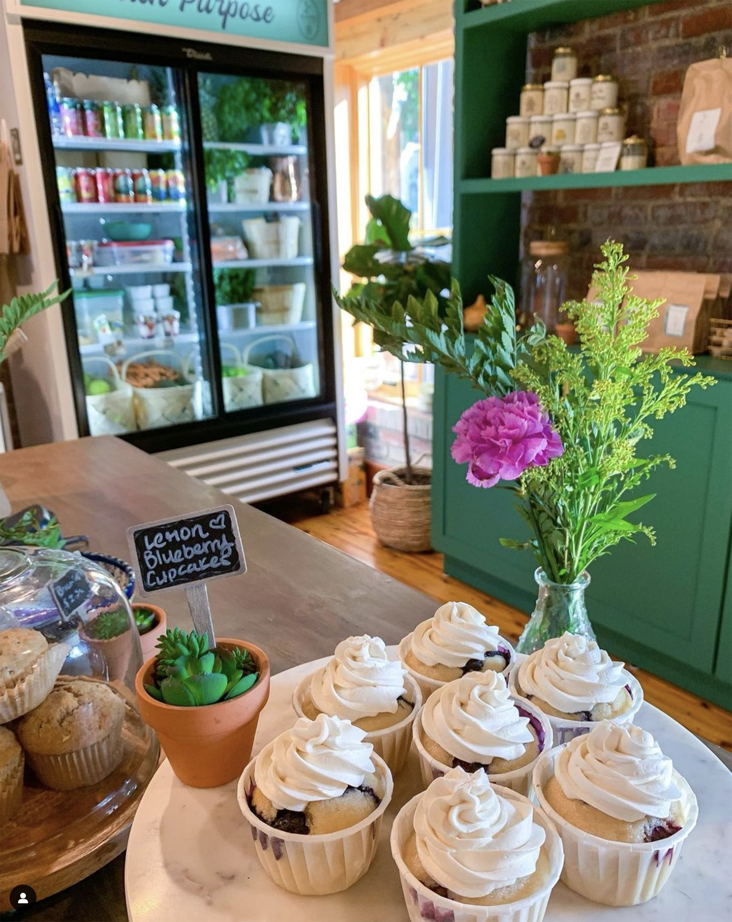 Lemon blueberry cupcakes from Rooted Cafe and Market in Pinehurst, North Carolina.