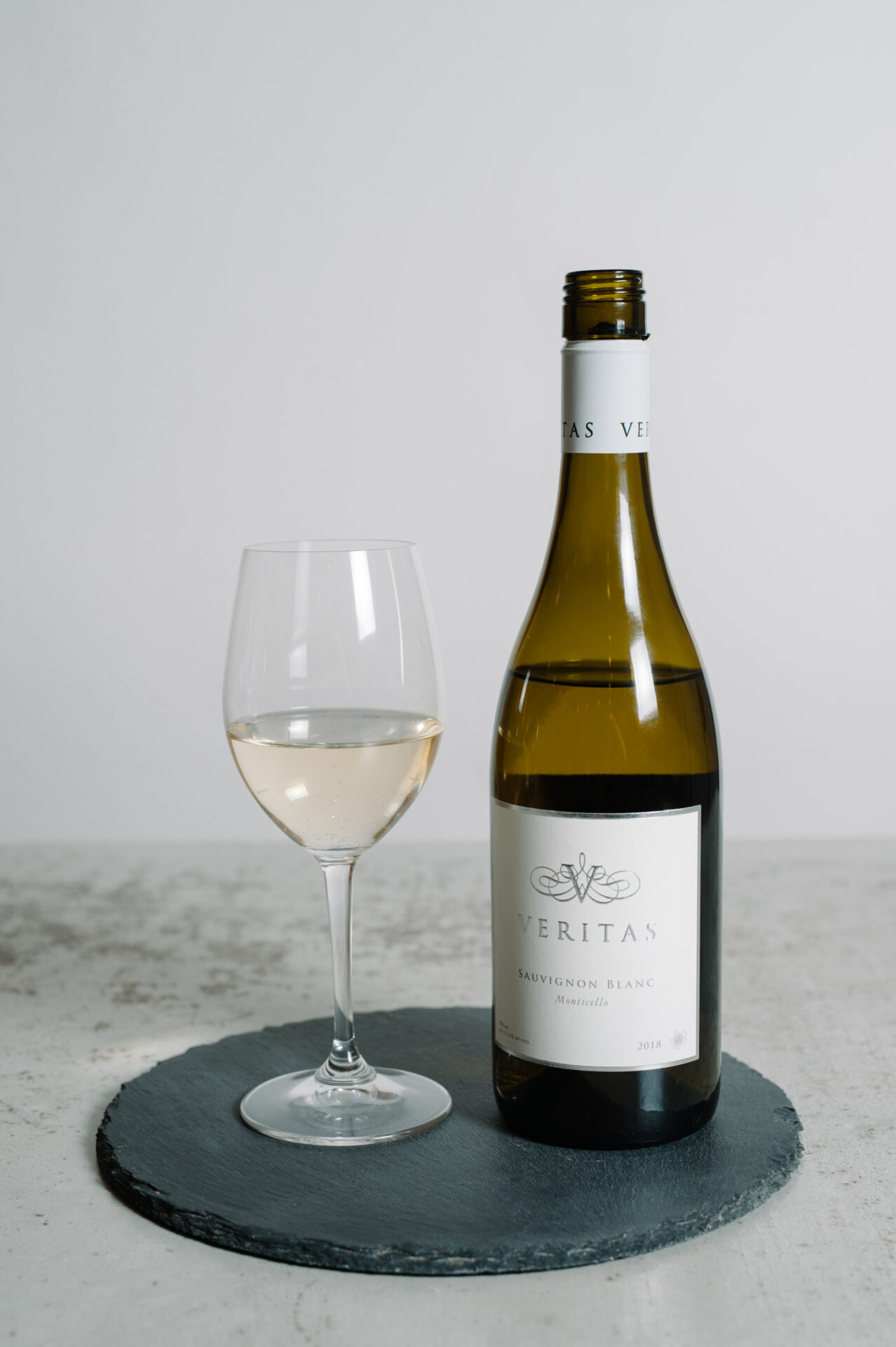  Veritas wine bottle and glass