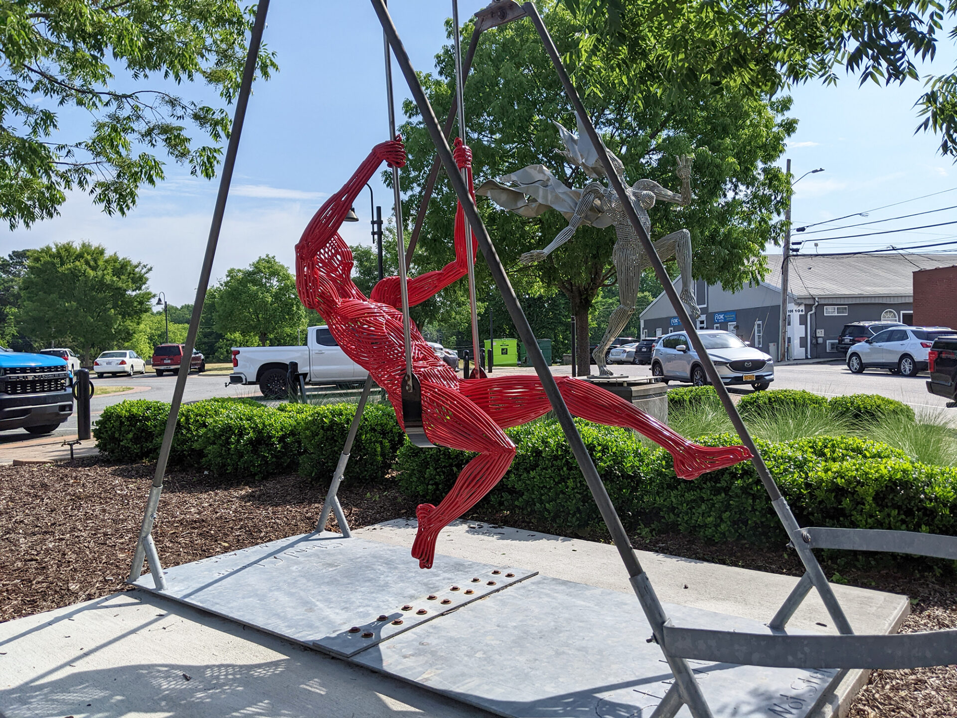 Swinging sculpture on the Clayton sculpture trail.